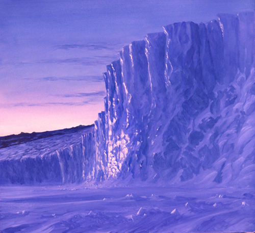 Dawn at Barne Glacier Anarctica Oil Paintings David Rosenthal Antarctic Artist